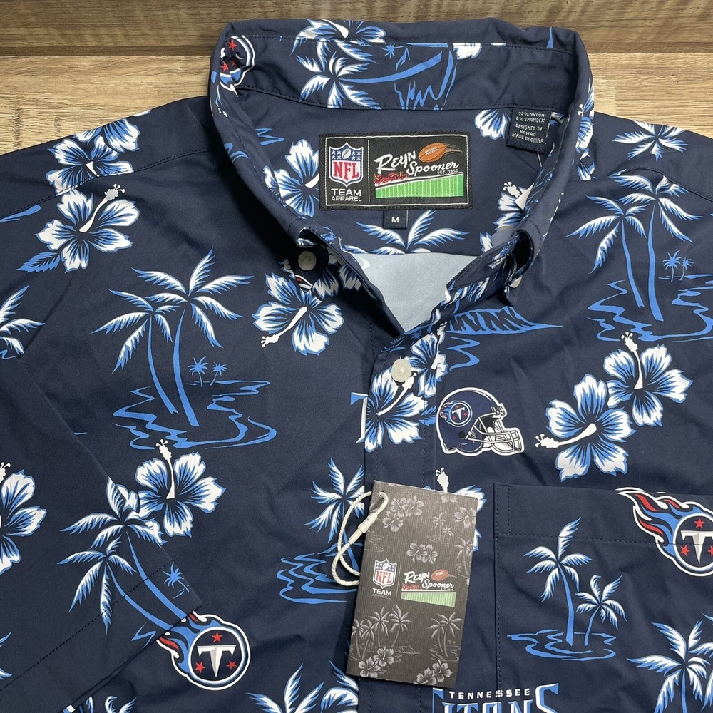 Reyn Spooner NFL Tennessee Titans Hawaiian Shirt Navy Blue Floral Men Medium New